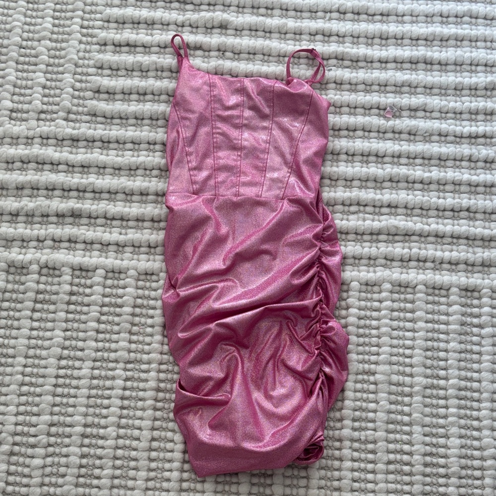 Adorable Pink Ruched Kids One Piece